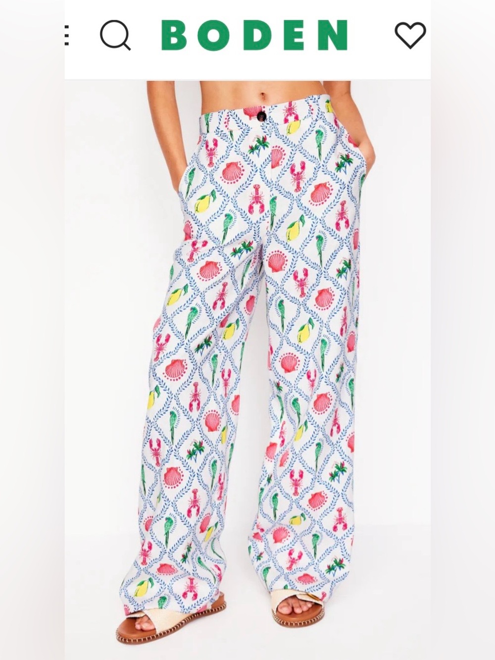 Boden Westbourne Linen Trousers sz US 8 R
Lobster shell parrot lemon